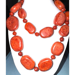 Sicilian Red Sponge Coral Beads 182 grams Heavy Estate Jewelry Vintage Necklace